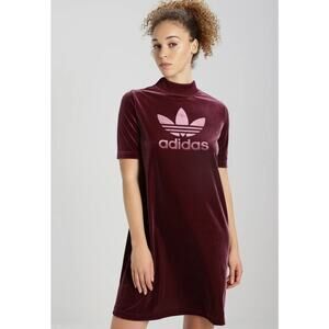 Adidas Velvet Mini T-shirt Dress Women S Purple Short Short Sleeve Big SpellOut